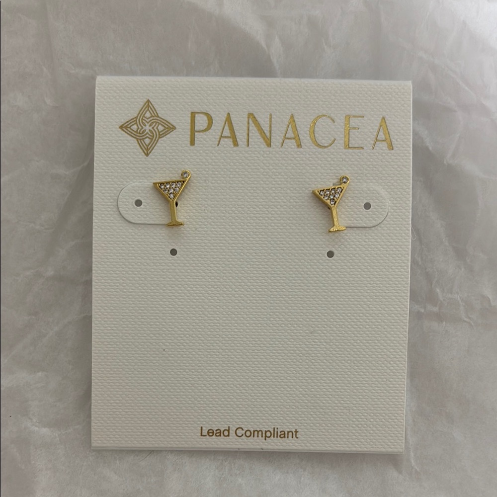 NIB Gold Martini Earrings Micro